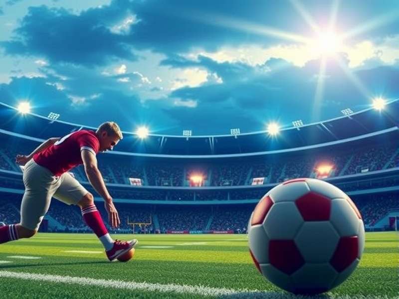 Football match live on TV with crowd and stadium lights