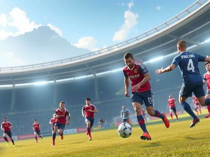 Person playing mobile football game on smartphone