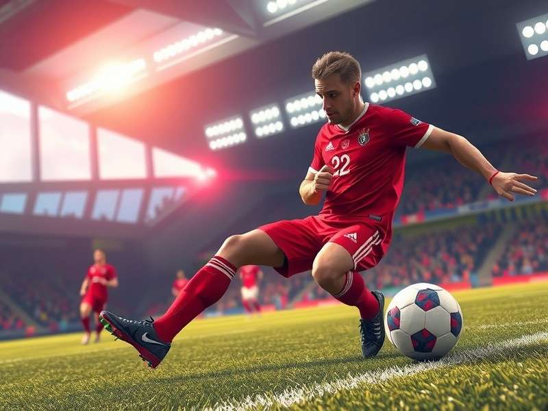 Modern gaming PC setup with football game on screen