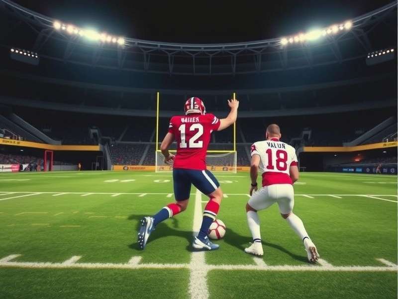 Football stadium at night with dramatic lighting
