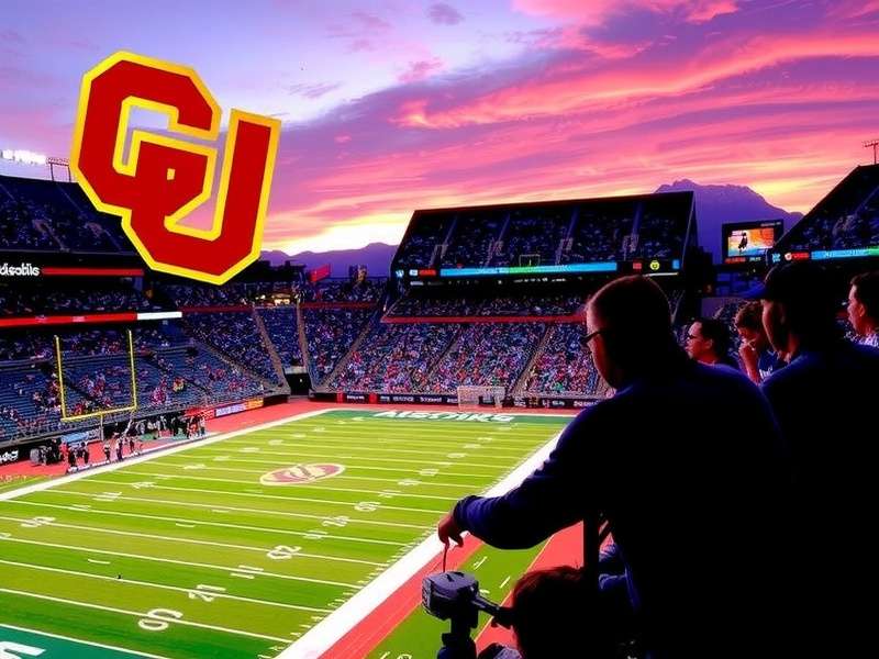 Colorado Buffaloes football team celebrating a touchdown in night game