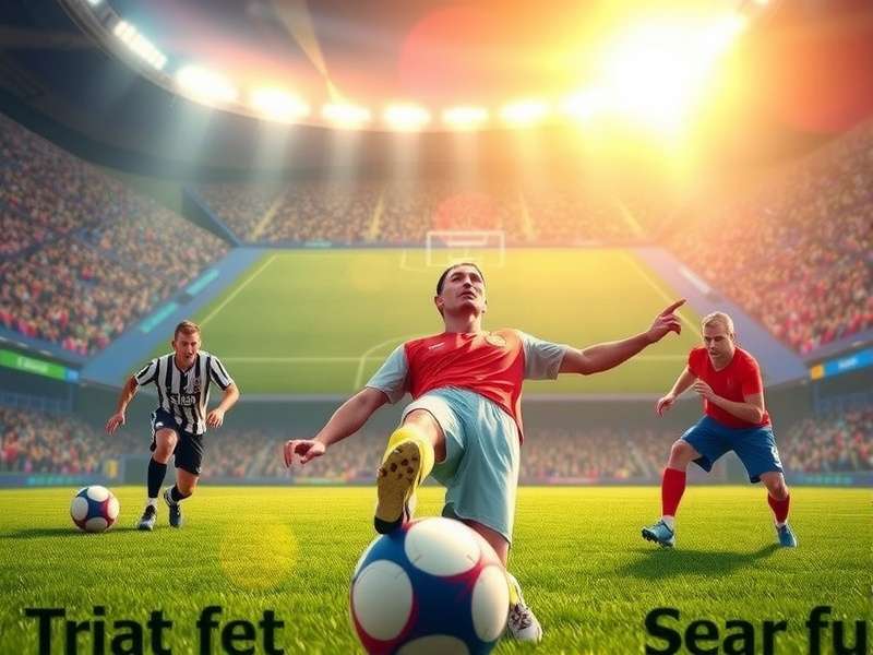 Live football match action in a stadium with cheering fans