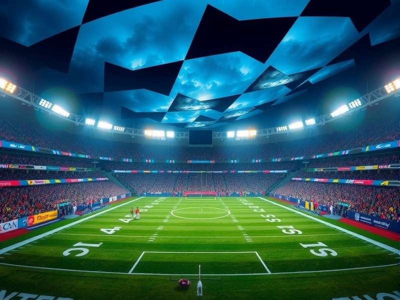 Vibrant crowd watching a night football game under stadium lights