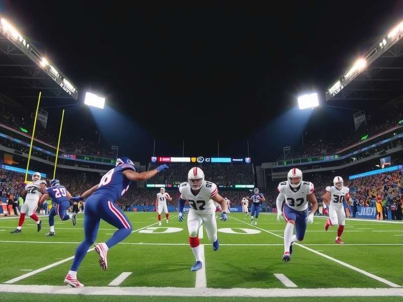 Sunday Night Football game under stadium lights with energetic crowd