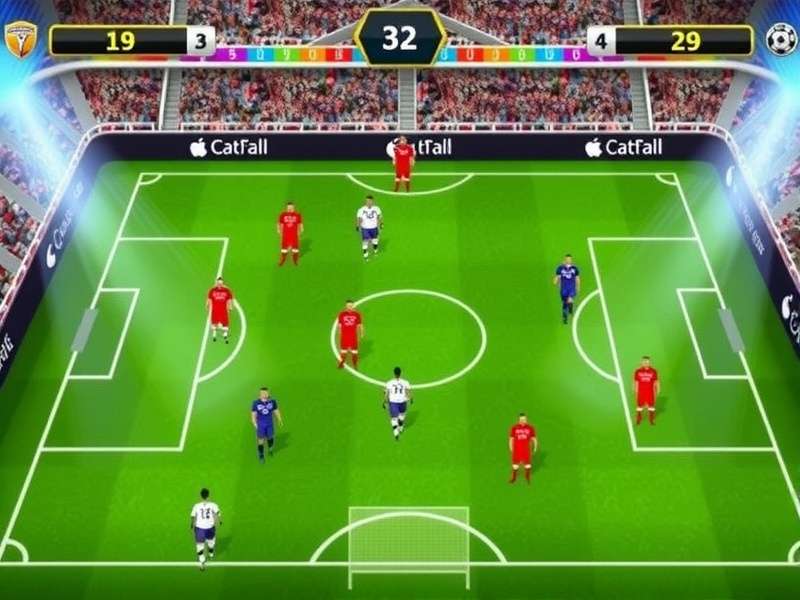 Young people playing online football game on multiple devices