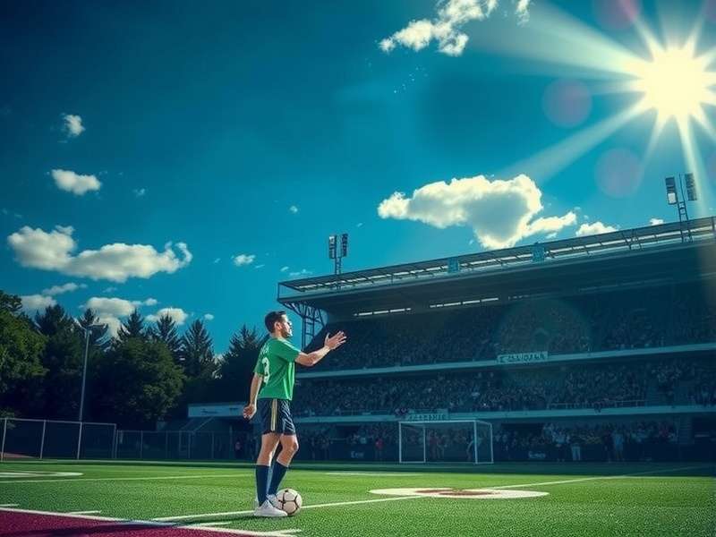 Football match at night under stadium lights