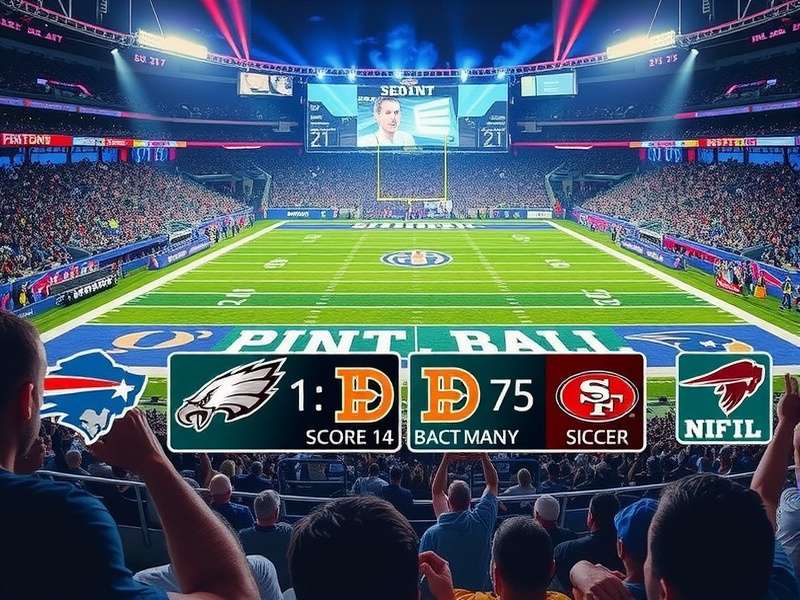 NFL football game action with players on field