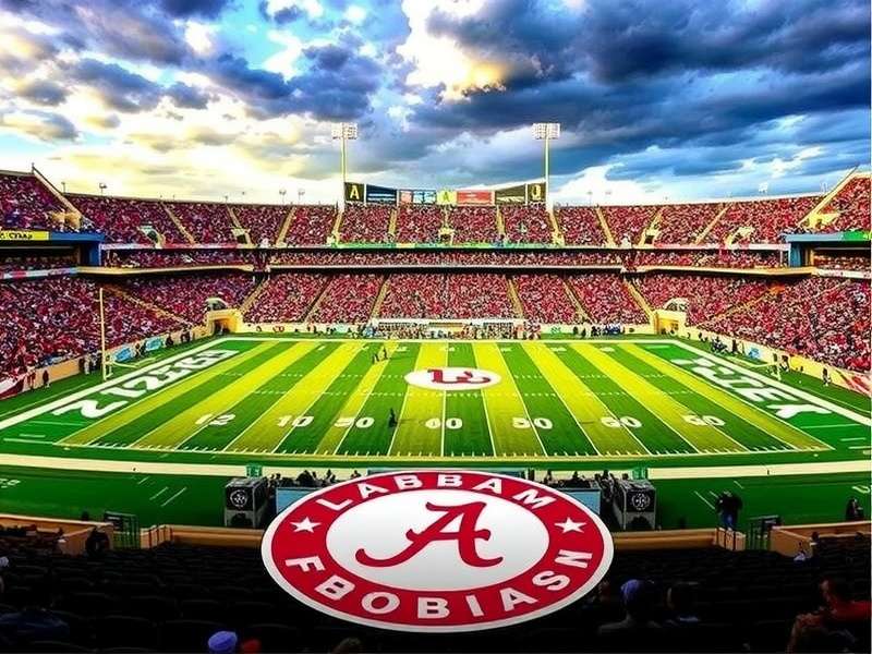 Alabama Crimson Tide football team in action during a night game