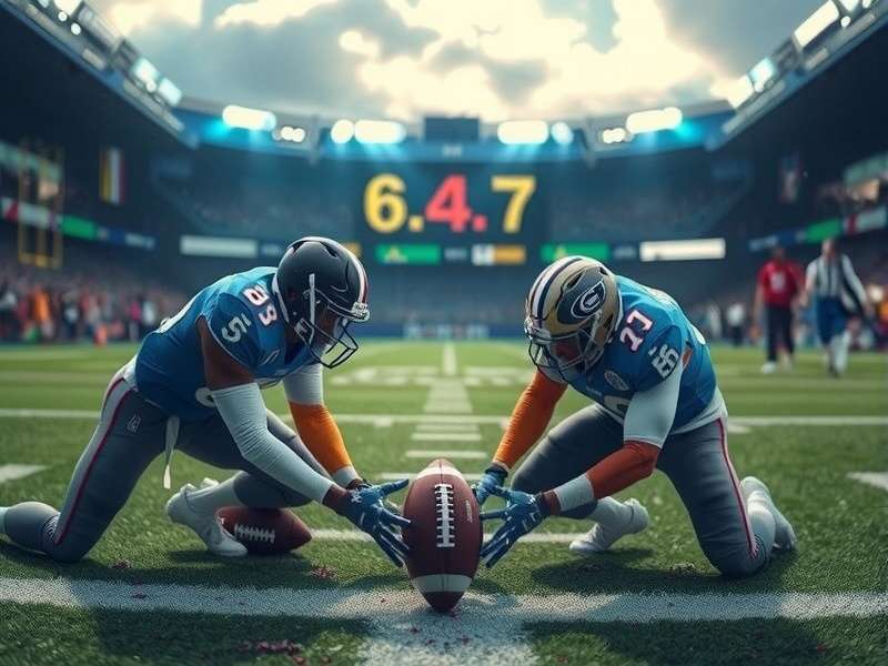 Football stadium under floodlights during a night match