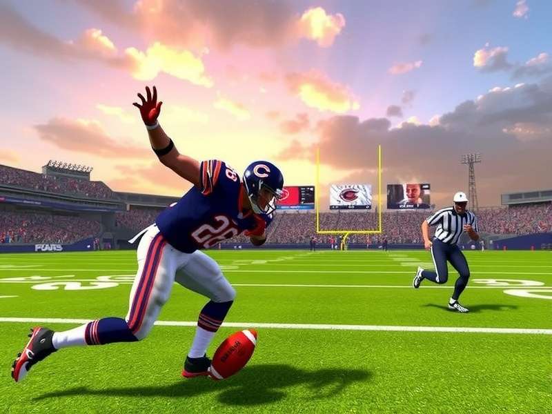 American football game action with players in dynamic motion