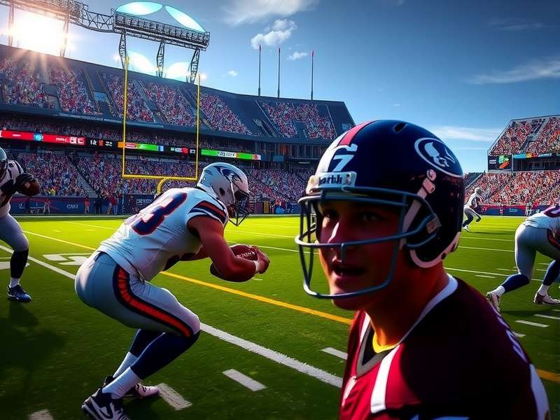 Monday Night Football Game live action under lights with Indian fans watching