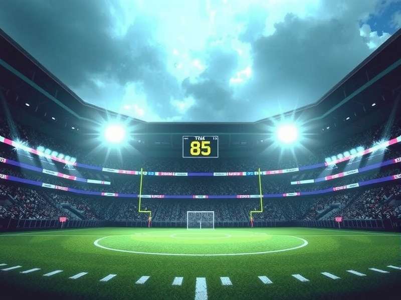Football match under floodlights at a stadium in India with fans cheering